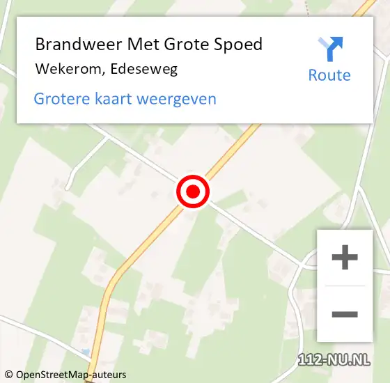 Locatie op kaart van de 112 melding: Brandweer Met Grote Spoed Naar Wekerom, Edeseweg op 26 juli 2018 19:22