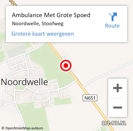 Locatie op kaart van de 112 melding: Ambulance Met Grote Spoed Naar Noordwelle, Stoofweg op 26 juli 2018 19:22