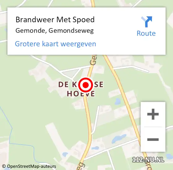 Locatie op kaart van de 112 melding: Brandweer Met Spoed Naar Gemonde, Gemondseweg op 26 juli 2018 19:25