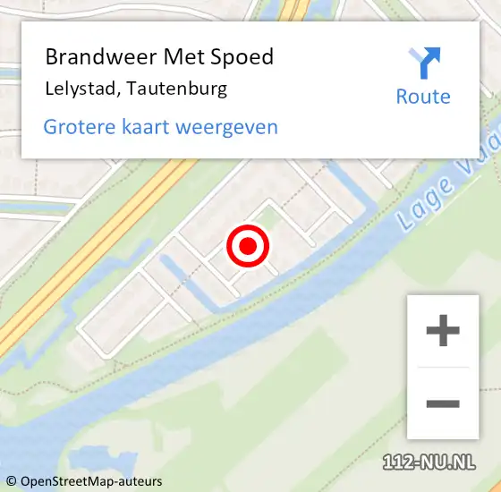 Locatie op kaart van de 112 melding: Brandweer Met Spoed Naar Lelystad, Tautenburg op 26 juli 2018 19:25