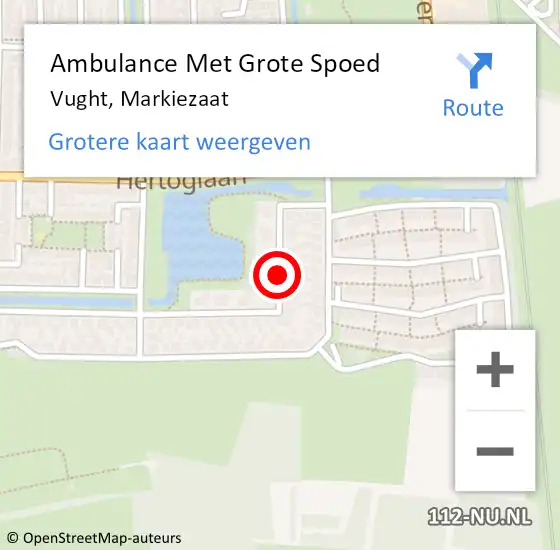 Locatie op kaart van de 112 melding: Ambulance Met Grote Spoed Naar Vught, Markiezaat op 26 juli 2018 19:35