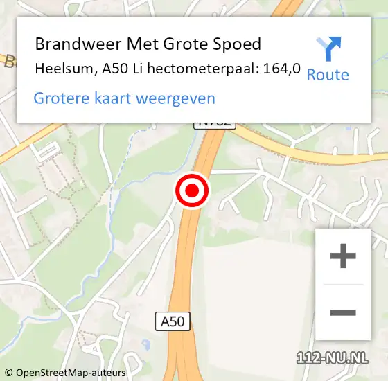 Locatie op kaart van de 112 melding: Brandweer Met Grote Spoed Naar Heelsum, A50 Li hectometerpaal: 164,0 op 26 juli 2018 19:43