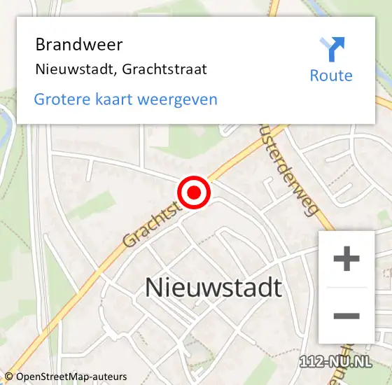 Locatie op kaart van de 112 melding: Brandweer Nieuwstadt, Grachtstraat op 26 juli 2018 19:47