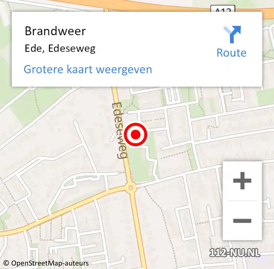 Locatie op kaart van de 112 melding: Brandweer Ede, Edeseweg op 26 juli 2018 19:47