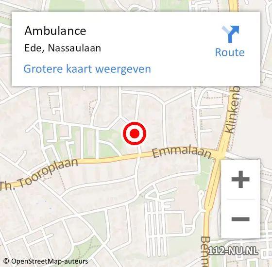 Locatie op kaart van de 112 melding: Ambulance Ede, Nassaulaan op 26 juli 2018 19:53