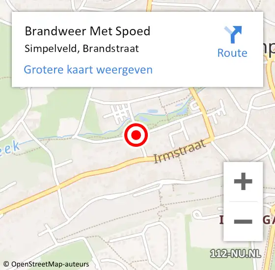 Locatie op kaart van de 112 melding: Brandweer Met Spoed Naar Simpelveld, Brandstraat op 26 juli 2018 19:53