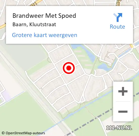 Locatie op kaart van de 112 melding: Brandweer Met Spoed Naar Baarn, Kluutstraat op 26 juli 2018 20:25