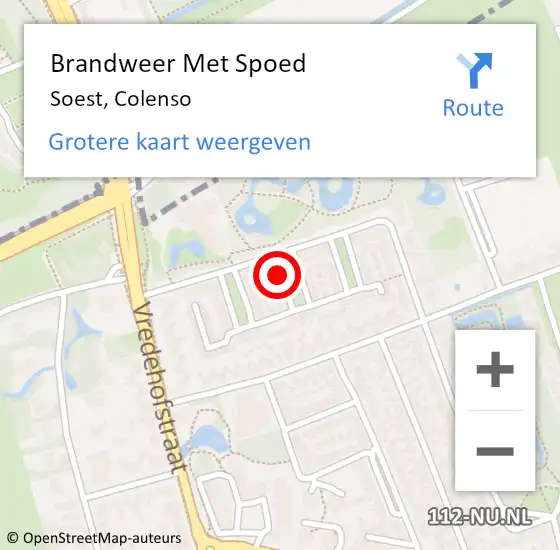 Locatie op kaart van de 112 melding: Brandweer Met Spoed Naar Soest, Colenso op 26 juli 2018 20:34