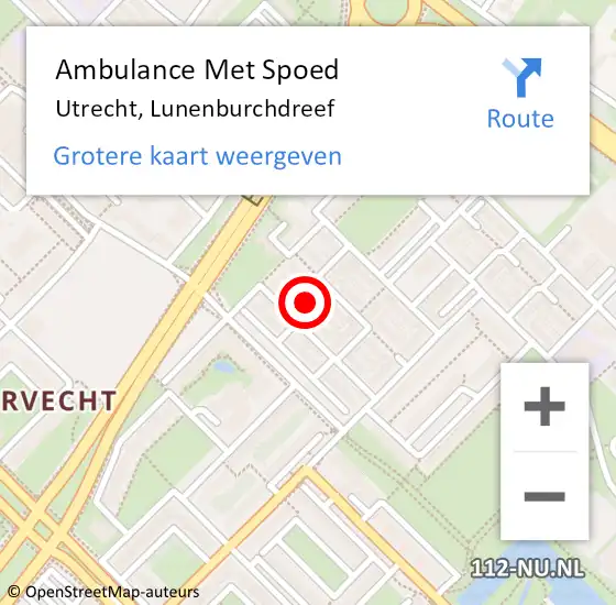 Locatie op kaart van de 112 melding: Ambulance Met Spoed Naar Utrecht, Lunenburchdreef op 26 juli 2018 20:38