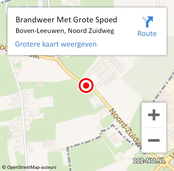 Locatie op kaart van de 112 melding: Brandweer Met Grote Spoed Naar Boven-Leeuwen, Noord Zuidweg op 26 juli 2018 20:41