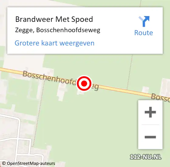 Locatie op kaart van de 112 melding: Brandweer Met Spoed Naar Zegge, Bosschenhoofdseweg op 26 juli 2018 21:03