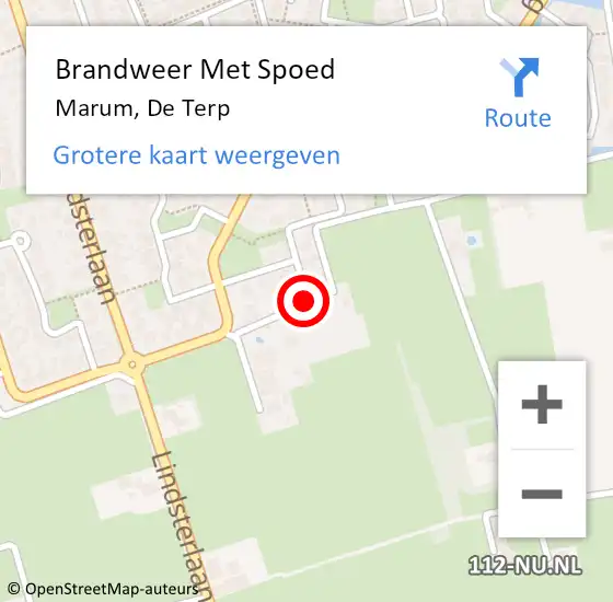 Locatie op kaart van de 112 melding: Brandweer Met Spoed Naar Marum, De Terp op 26 juli 2018 21:10