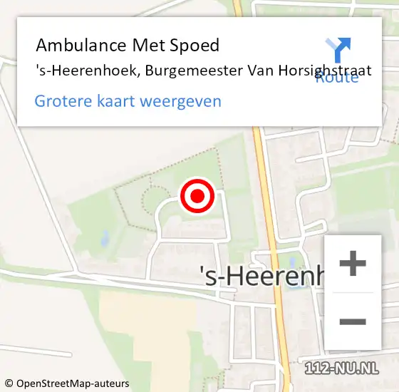 Locatie op kaart van de 112 melding: Ambulance Met Spoed Naar 's-Heerenhoek, Burgemeester Van Horsighstraat op 26 juli 2018 21:15