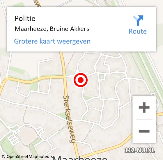 Locatie op kaart van de 112 melding: Politie Maarheeze, Bruine Akkers op 26 juli 2018 21:16