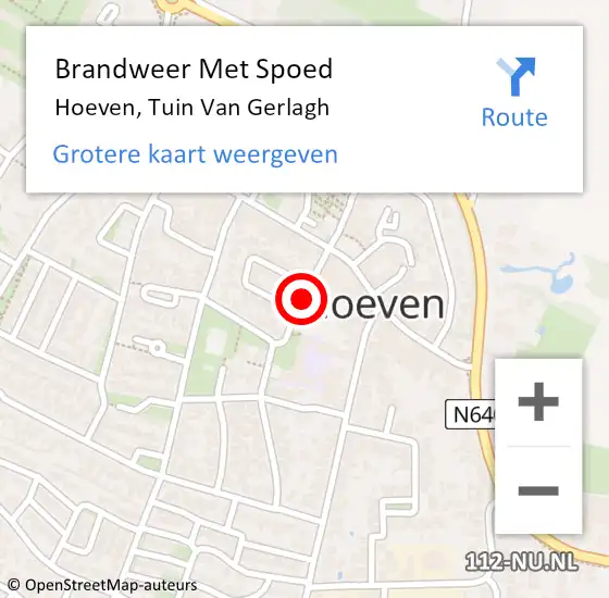 Locatie op kaart van de 112 melding: Brandweer Met Spoed Naar Hoeven, Tuin Van Gerlagh op 26 juli 2018 21:24