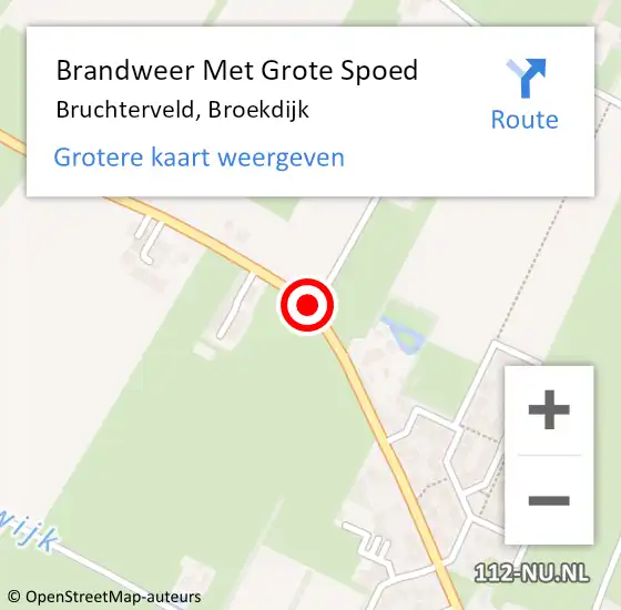 Locatie op kaart van de 112 melding: Brandweer Met Grote Spoed Naar Bruchterveld, Broekdijk op 26 juli 2018 21:46