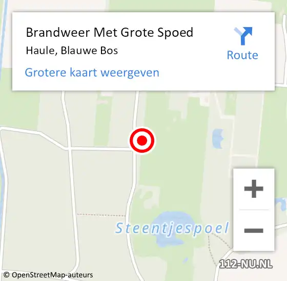 Locatie op kaart van de 112 melding: Brandweer Met Grote Spoed Naar Haule, Blauwe Bos op 26 juli 2018 21:48