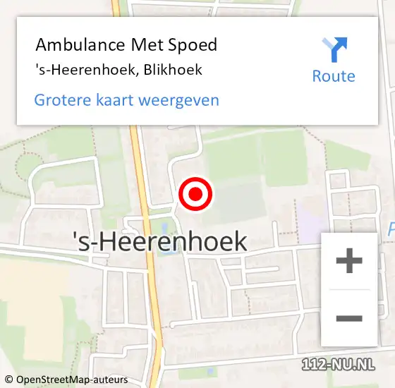 Locatie op kaart van de 112 melding: Ambulance Met Spoed Naar 's-Heerenhoek, Blikhoek op 26 juli 2018 22:14