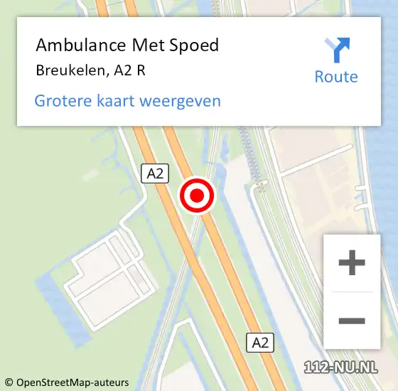 Locatie op kaart van de 112 melding: Ambulance Met Spoed Naar Breukelen, A2 R op 26 juli 2018 22:34