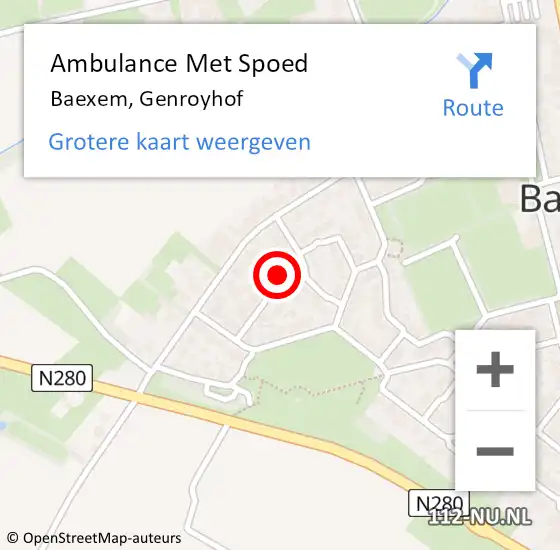 Locatie op kaart van de 112 melding: Ambulance Met Spoed Naar Baexem, Genroyhof op 26 juli 2018 22:57