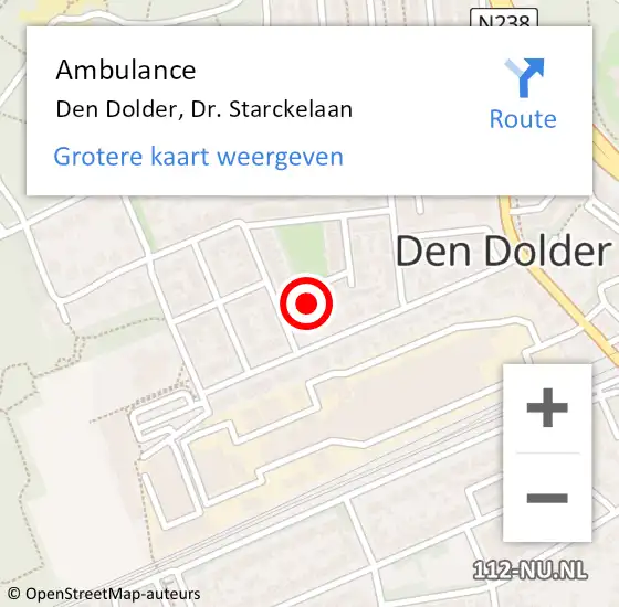 Locatie op kaart van de 112 melding: Ambulance Den Dolder, Dr. Starckelaan op 26 juli 2018 23:53