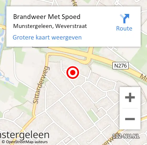 Locatie op kaart van de 112 melding: Brandweer Met Spoed Naar Munstergeleen, Weverstraat op 27 juli 2018 00:55