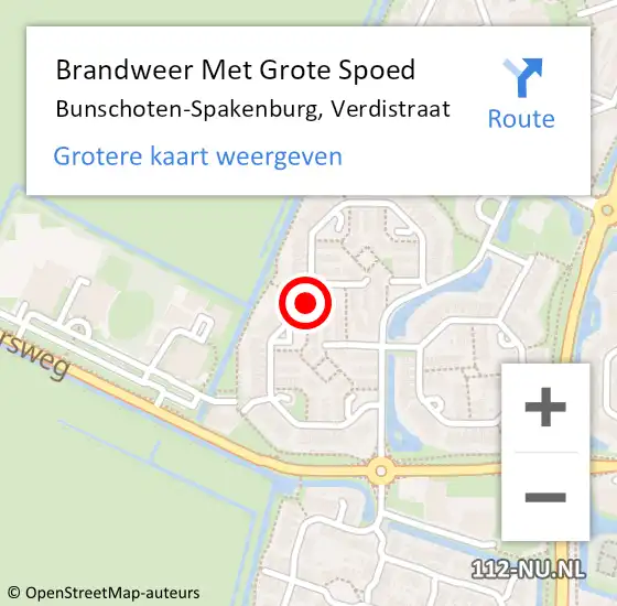 Locatie op kaart van de 112 melding: Brandweer Met Grote Spoed Naar Bunschoten-Spakenburg, Verdistraat op 27 juli 2018 01:00