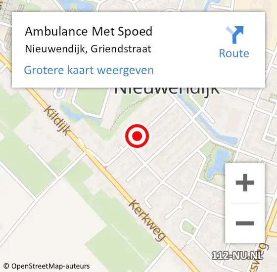 Locatie op kaart van de 112 melding: Ambulance Met Spoed Naar Nieuwendijk, Griendstraat op 27 juli 2018 01:34