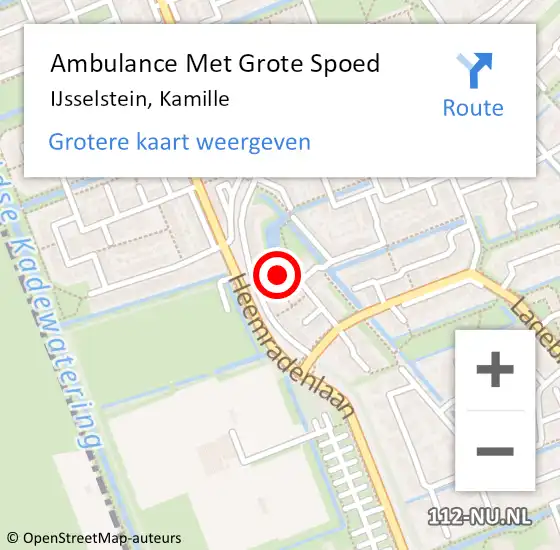 Locatie op kaart van de 112 melding: Ambulance Met Grote Spoed Naar IJsselstein, Kamille op 27 juli 2018 01:52