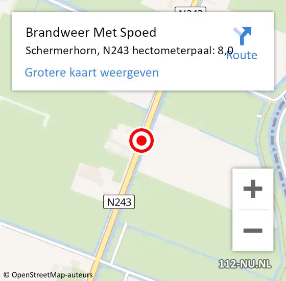 Locatie op kaart van de 112 melding: Brandweer Met Spoed Naar Schermerhorn, N243 hectometerpaal: 8,0 op 27 juli 2018 02:11