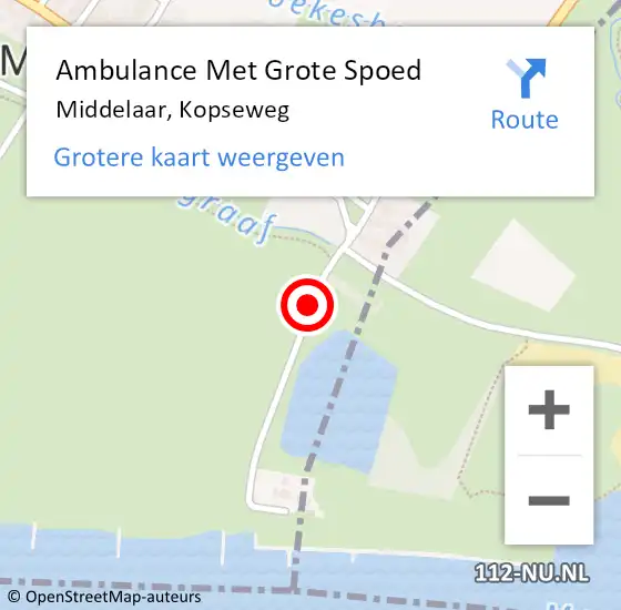 Locatie op kaart van de 112 melding: Ambulance Met Grote Spoed Naar Middelaar, Kopseweg op 27 juli 2018 03:30