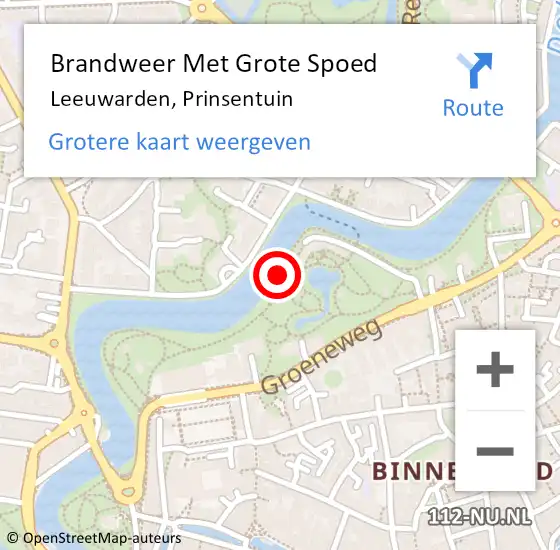 Locatie op kaart van de 112 melding: Brandweer Met Grote Spoed Naar Leeuwarden, Prinsentuin op 27 juli 2018 03:42