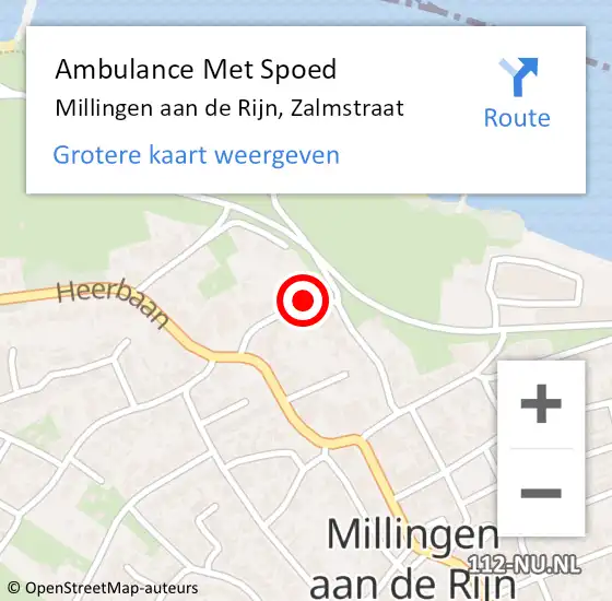 Locatie op kaart van de 112 melding: Ambulance Met Spoed Naar Millingen aan de Rijn, Zalmstraat op 27 juli 2018 03:55