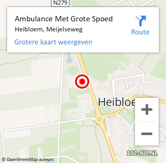 Locatie op kaart van de 112 melding: Ambulance Met Grote Spoed Naar Heibloem, Meijelseweg op 27 juli 2018 05:35