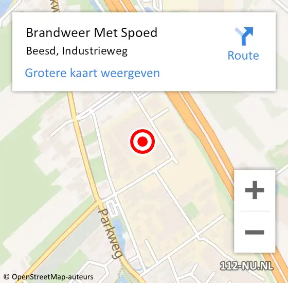 Locatie op kaart van de 112 melding: Brandweer Met Spoed Naar Beesd, Industrieweg op 4 maart 2014 08:50