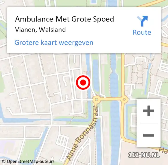 Locatie op kaart van de 112 melding: Ambulance Met Grote Spoed Naar Vianen, Walsland op 27 juli 2018 05:53