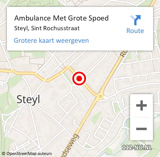 Locatie op kaart van de 112 melding: Ambulance Met Grote Spoed Naar Steyl, Sint Rochusstraat op 24 september 2013 11:00