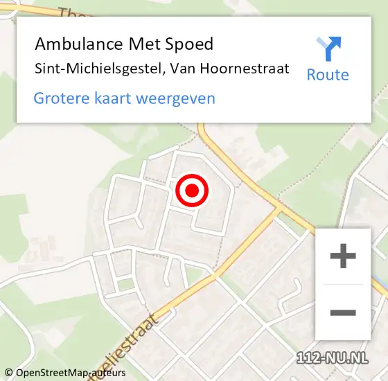 Locatie op kaart van de 112 melding: Ambulance Met Spoed Naar Sint-Michielsgestel, Van Hoornestraat op 27 juli 2018 07:13