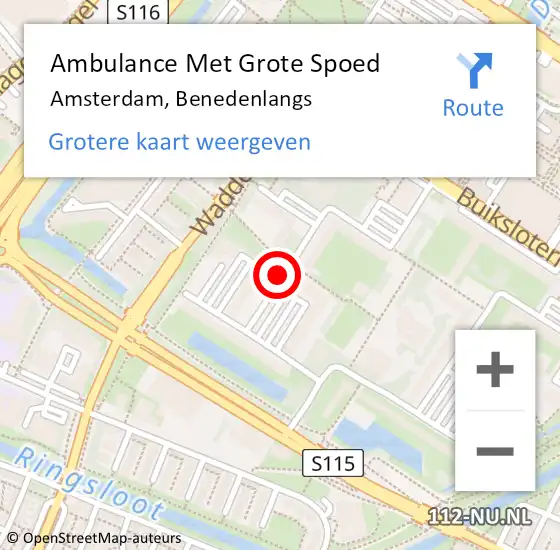 Locatie op kaart van de 112 melding: Ambulance Met Grote Spoed Naar Amsterdam, Benedenlangs op 27 juli 2018 07:45