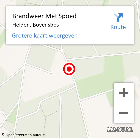 Locatie op kaart van de 112 melding: Brandweer Met Spoed Naar Helden, Bovensbos op 27 juli 2018 08:34