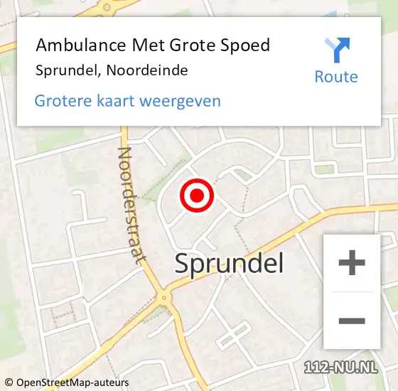 Locatie op kaart van de 112 melding: Ambulance Met Grote Spoed Naar Sprundel, Noordeinde op 27 juli 2018 08:53