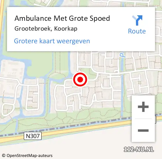 Locatie op kaart van de 112 melding: Ambulance Met Grote Spoed Naar Grootebroek, Koorkap op 27 juli 2018 10:03