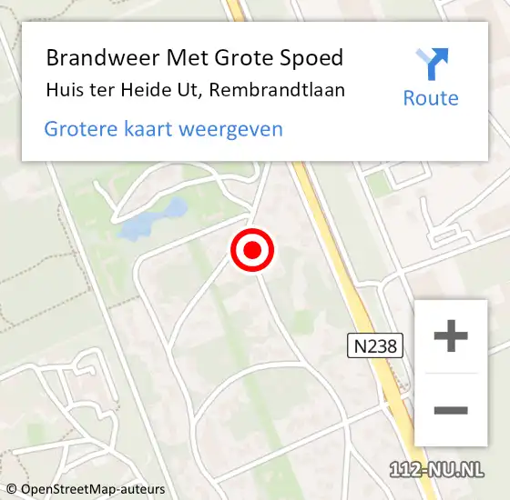 Locatie op kaart van de 112 melding: Brandweer Met Grote Spoed Naar Huis ter Heide Ut, Rembrandtlaan op 27 juli 2018 10:05