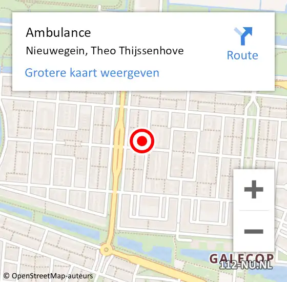 Locatie op kaart van de 112 melding: Ambulance Nieuwegein, Theo Thijssenhove op 27 juli 2018 10:19