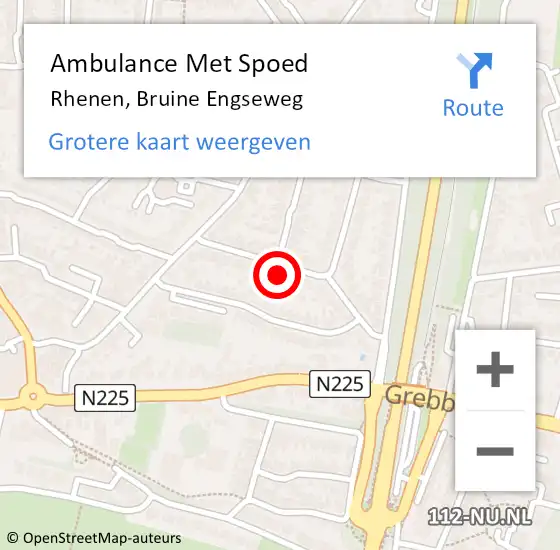 Locatie op kaart van de 112 melding: Ambulance Met Spoed Naar Rhenen, Bruine Engseweg op 27 juli 2018 10:21