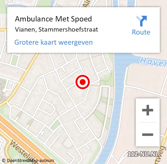 Locatie op kaart van de 112 melding: Ambulance Met Spoed Naar Vianen, Stammershoefstraat op 27 juli 2018 10:21