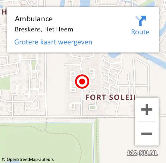 Locatie op kaart van de 112 melding: Ambulance Breskens, Het Heem op 27 juli 2018 10:23