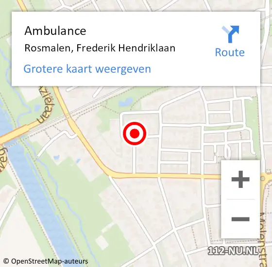 Locatie op kaart van de 112 melding: Ambulance Rosmalen, Frederik Hendriklaan op 4 maart 2014 09:08