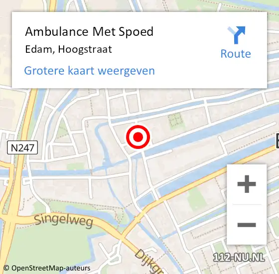 Locatie op kaart van de 112 melding: Ambulance Met Spoed Naar Edam, Hoogstraat op 27 juli 2018 10:36