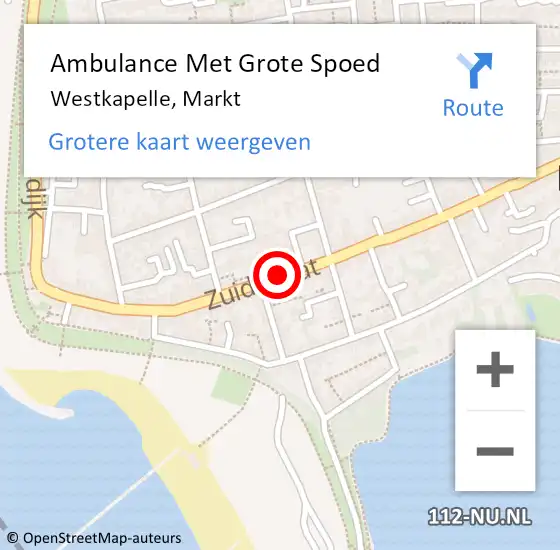 Locatie op kaart van de 112 melding: Ambulance Met Grote Spoed Naar Westkapelle, Markt op 27 juli 2018 12:06